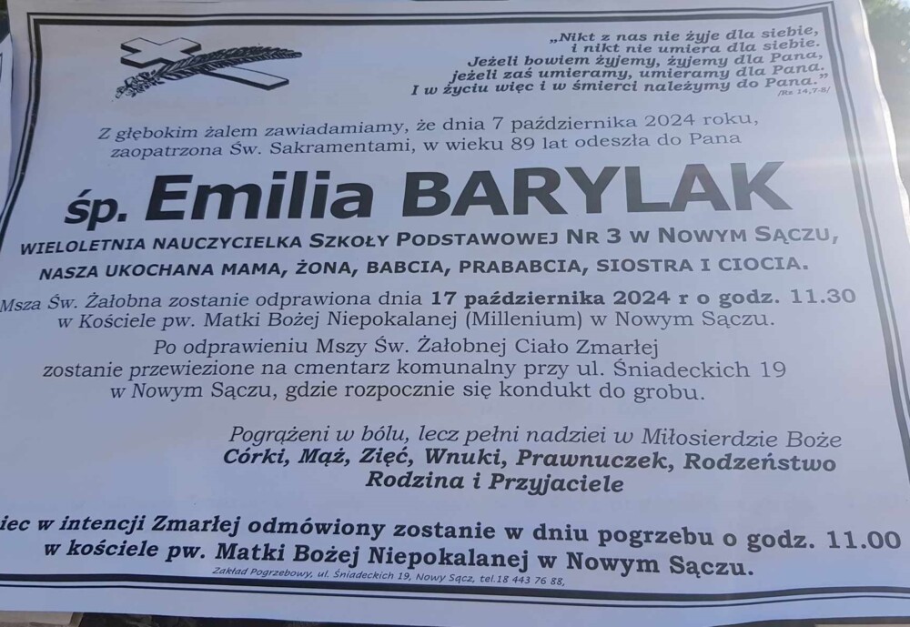 Zmarła wspaniała nauczycielka. Wychowała wiele pokoleń młodzieży