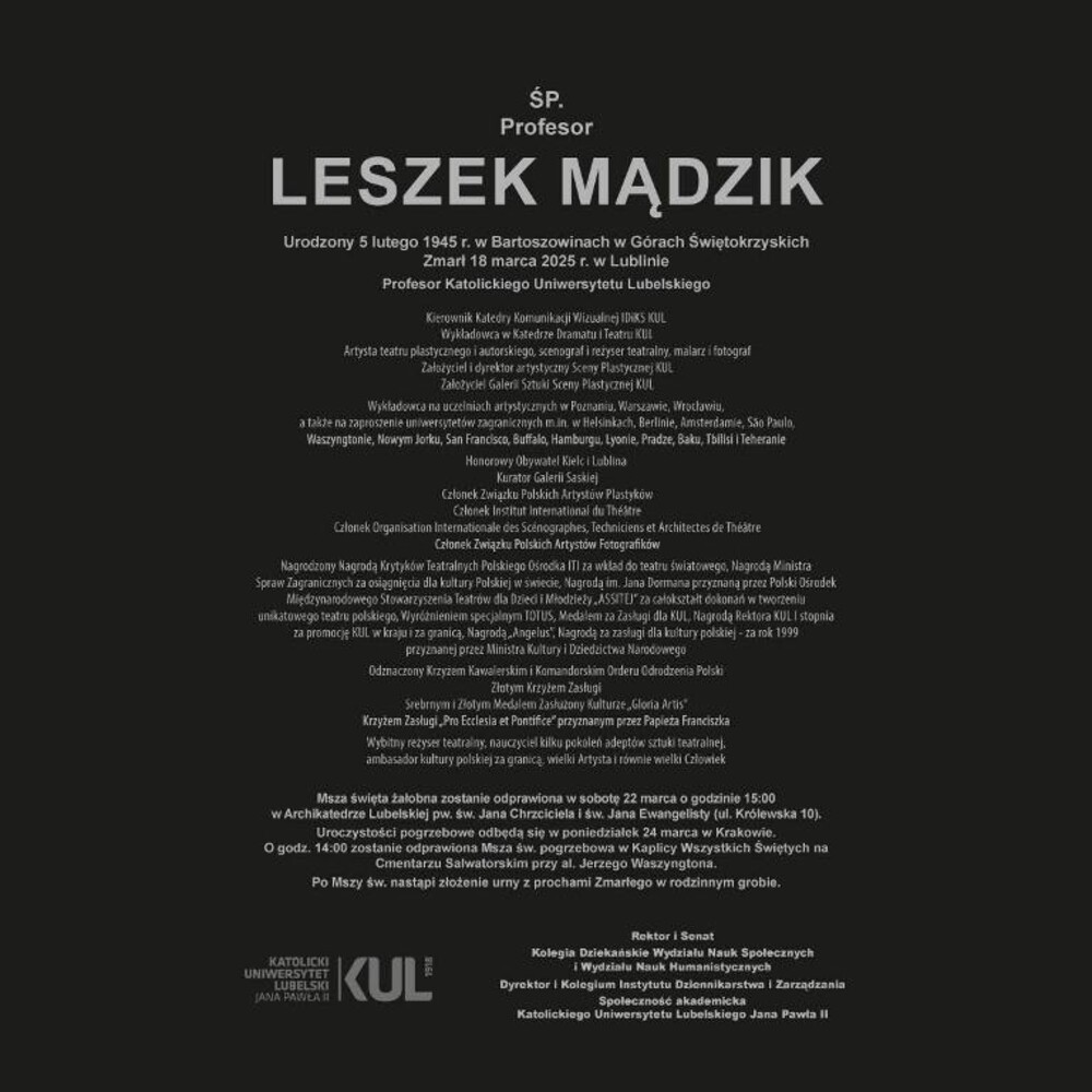 Odszedł wielki Mistrz, wielki Człowiek – prof. Leszek Mądzik. Nowy Sącz miał wyjątkowe miejsce w jego sercu [ZDJĘCIA]