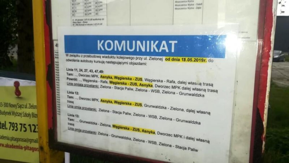 Autobusy nie kursują ulicą Zieloną