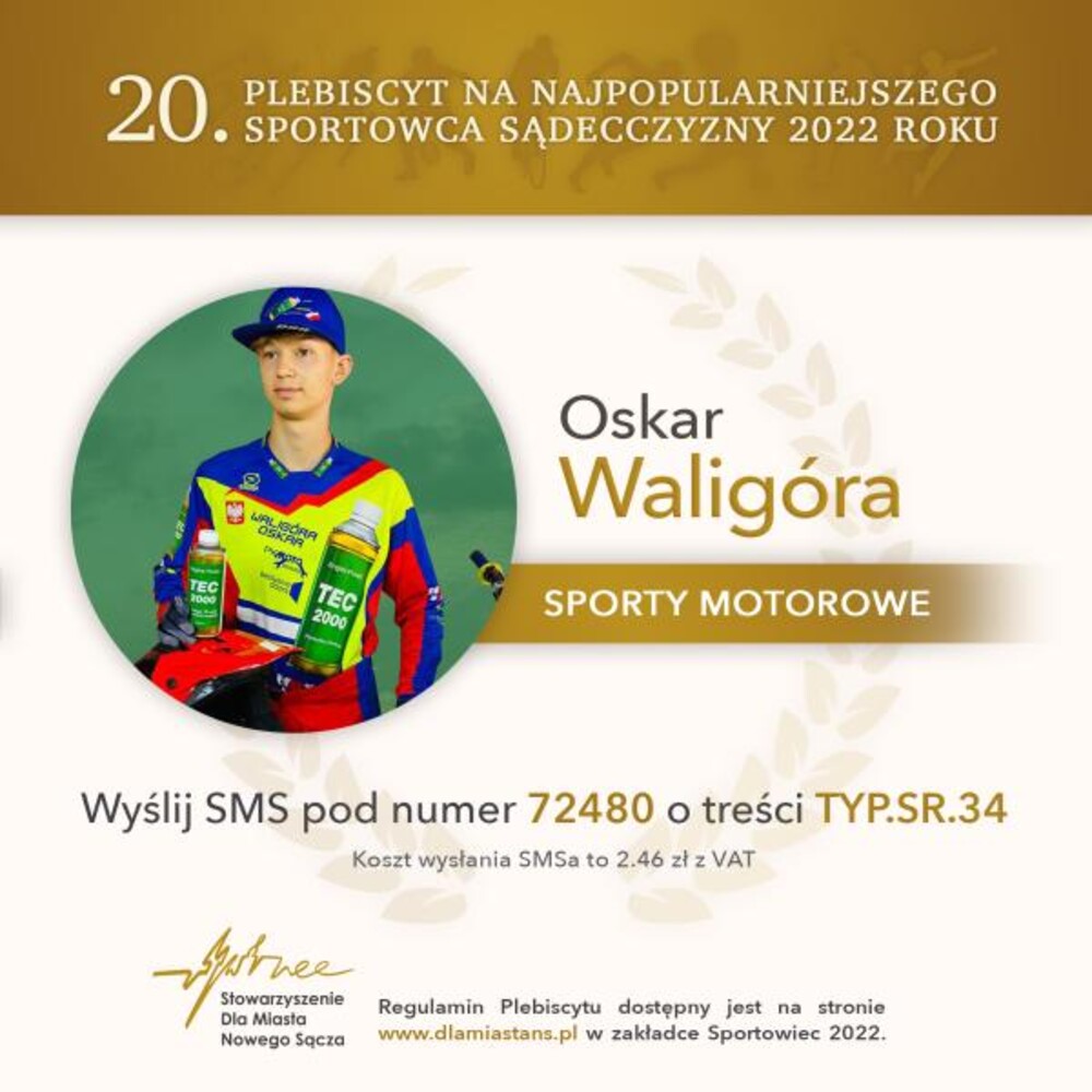 Plebiscyt na Najpopularniejszego Sportowca Sądecczyzny dobiega końca. To ostatni z finalistów 