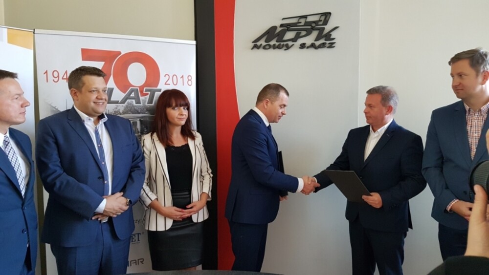 Podpisanie umowy na autobusy elektryczne w Nowym Sączu. Fot. MPK w Nowym Sączu